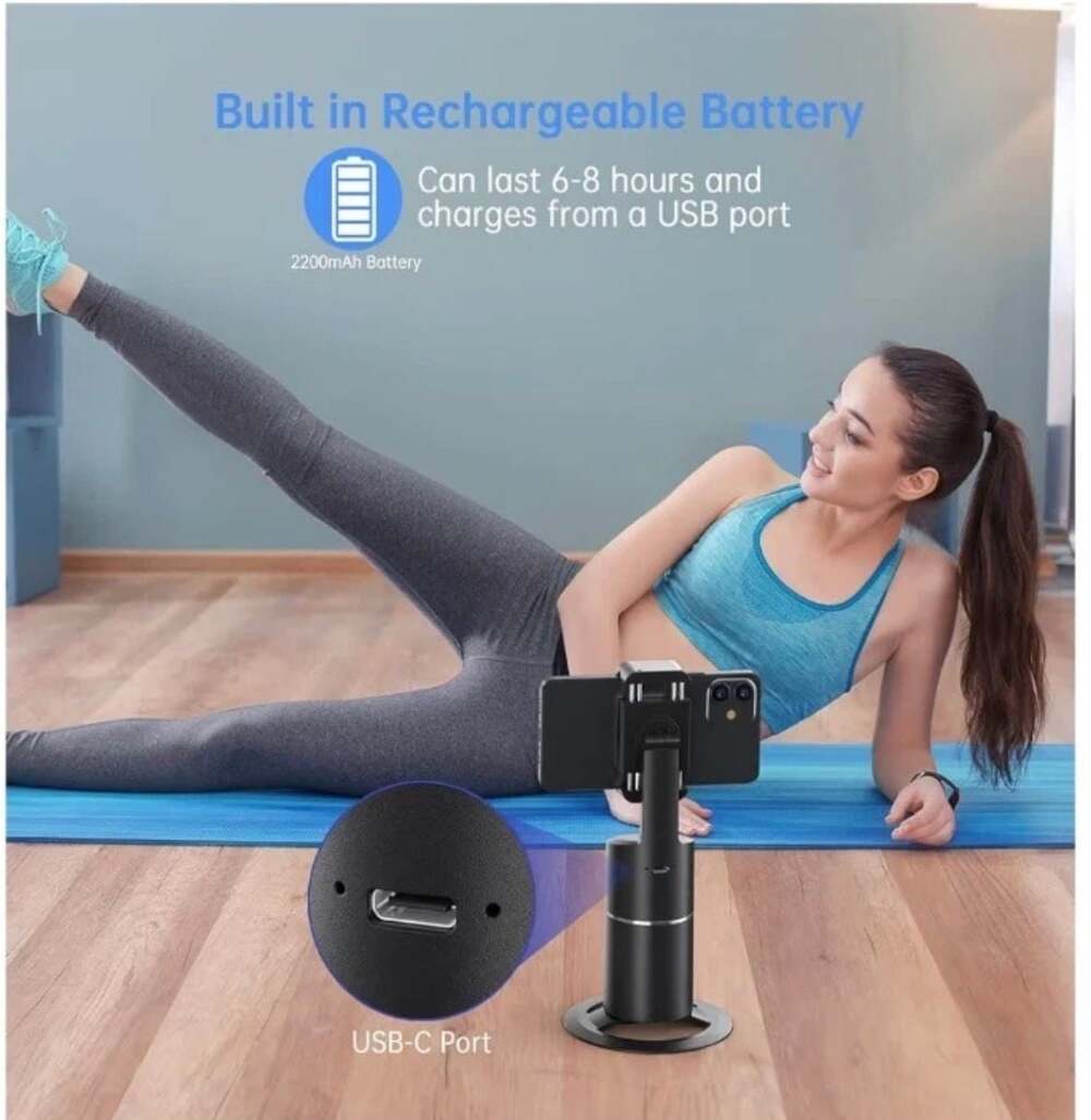 Auto Face Tracking Tripod, 360° Rotation AI Smart Tracking Phone Holder, No App - Picture 8 of 9